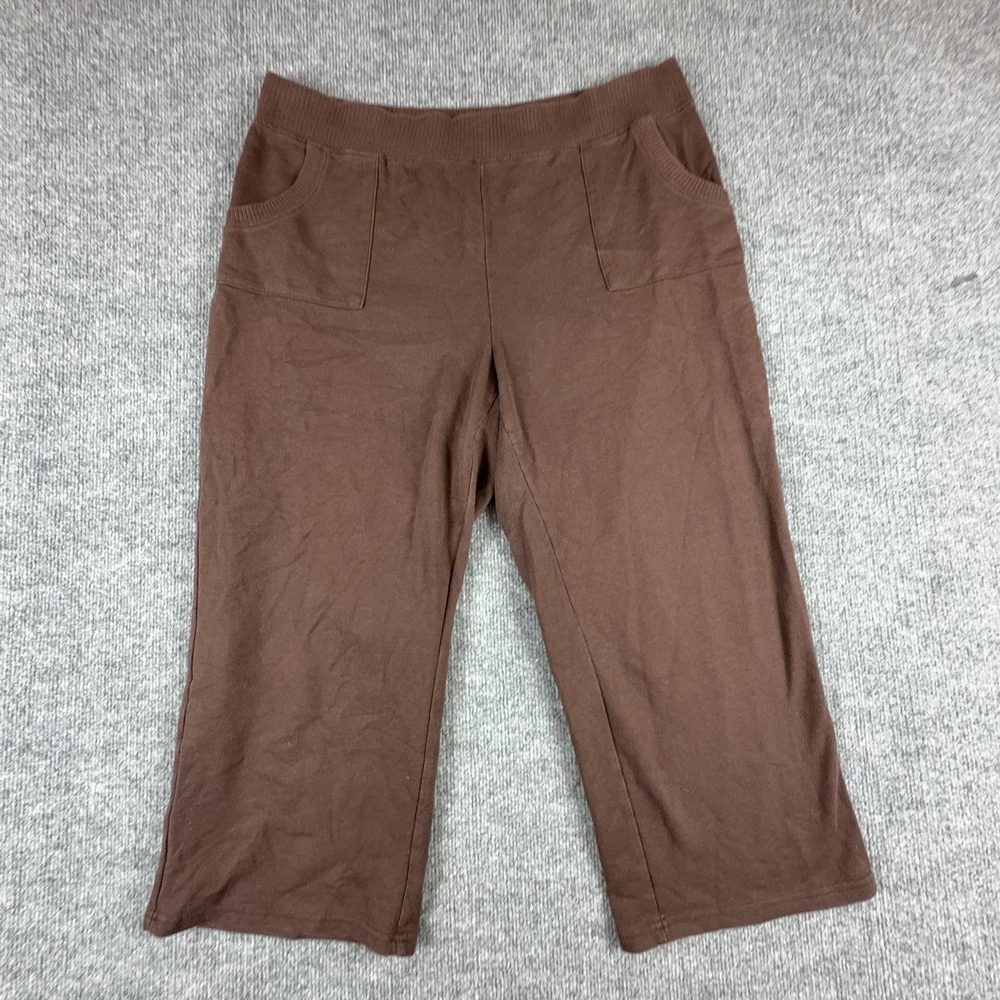 Cato Sweatpants Womens 14/16W Brown French Terry Crop Elastic Waist Plus Size